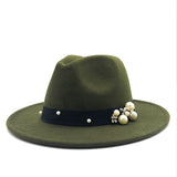 Pearls Wide Brim Fedora Hat