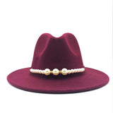 Pearls Wide Brim Fedora Hat