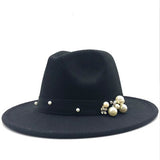 Pearls Wide Brim Fedora Hat
