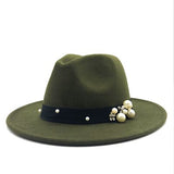 Pearls Wide Brim Fedora Hat