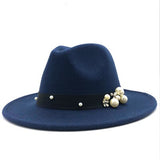 Pearls Wide Brim Fedora Hat