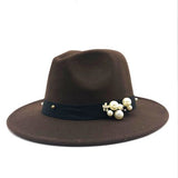 Pearls Wide Brim Fedora Hat