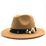 Pearls Wide Brim Fedora Hat