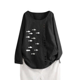 O-Neck Print Blouse