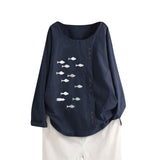 O-Neck Print Blouse