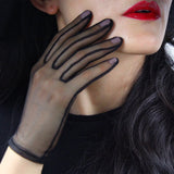 Women Black Silk Short Gloves
