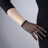 Women Black Silk Short Gloves