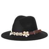 Autumn And Winter Black Pearls Fedora Hat
