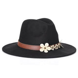 Autumn And Winter Black Pearls Fedora Hat