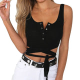 Sexy Button Patchwork Tank Top