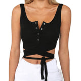 Sexy Button Patchwork Tank Top