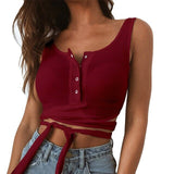 Sexy Button Patchwork Tank Top