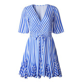 V-Neck Striped Print Dress