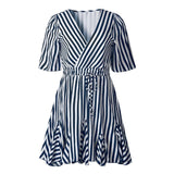 V-Neck Striped Print Dress