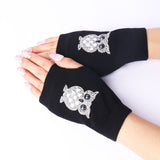 Rose Print Half Finger Gloves