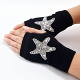 Rose Print Half Finger Gloves