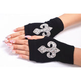 Rose Print Half Finger Gloves