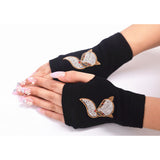 Rose Print Half Finger Gloves