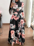 Long Sleeve Flower Printed  Dresses