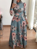 Long Sleeve Flower Printed  Dresses