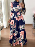 Long Sleeve Flower Printed  Dresses