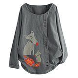 Print Button Blouse