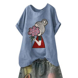O-Neck Print Blouse