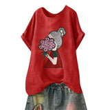 O-Neck Print Blouse