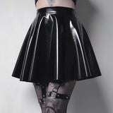 Shiny Dark Black Mini Skirt
