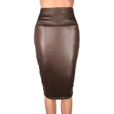 Leather High Waist Midi Skirt