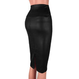Leather High Waist Midi Skirt
