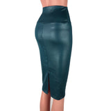 Leather High Waist Midi Skirt
